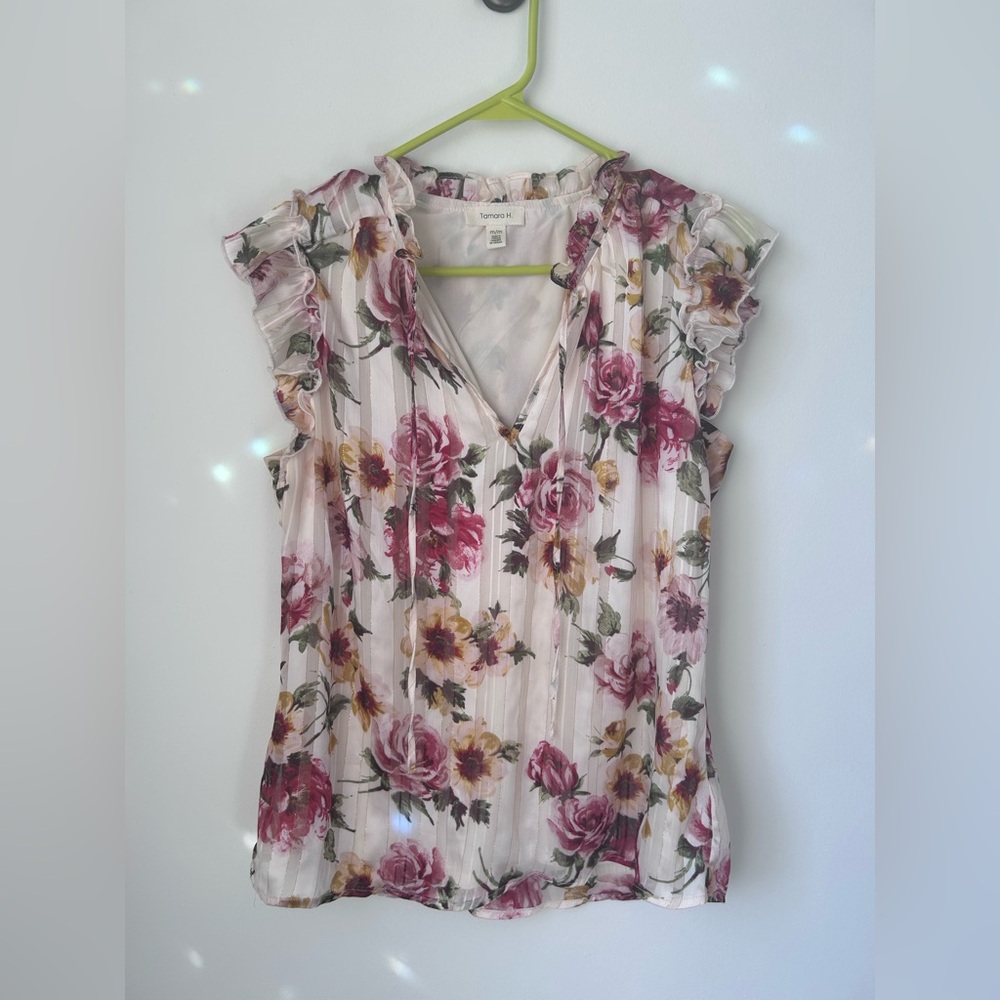 Tamara H. Cream Ruffled Blouse, size M